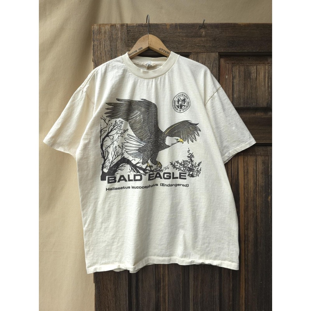 Vintage 90s Bald Eagle Colorado Division Of Wildlife Oneita Power-T T-shirt XL